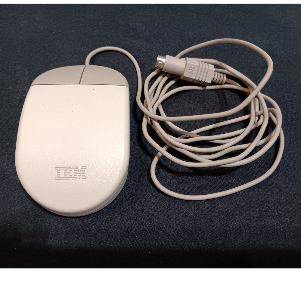 Vintage IBM PS/2 2-Button Wired Ball Mouse 96F9275 96F9274 Beige Retro PC